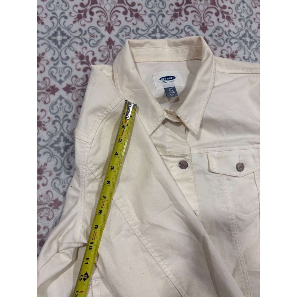 Old Navy Womens XXL Cream Off White Denim Jean Jacket Trucker Classic Cotton - Picture 5 of 8